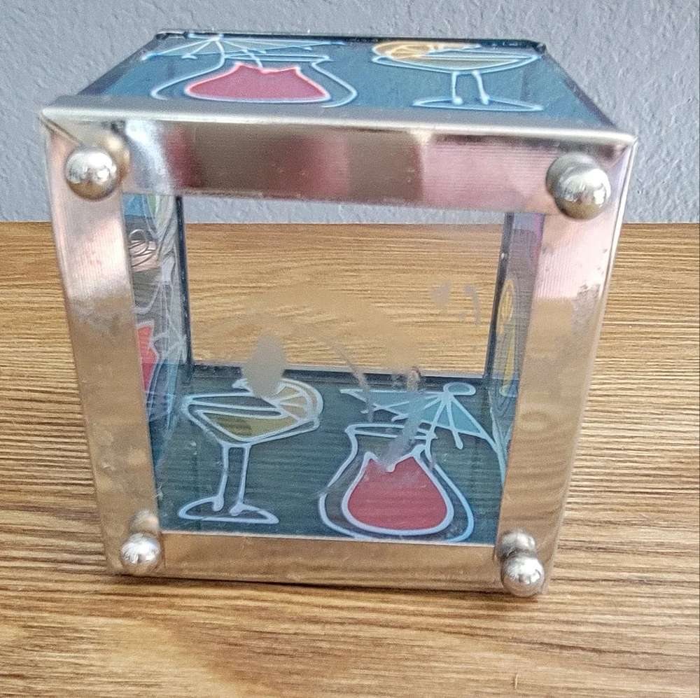 Set of 4 Summer-Themed Cocktail Blue Glass Candle Holders